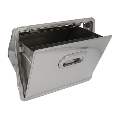 stainless steel fold-down knock box drawer|best espresso knock box.